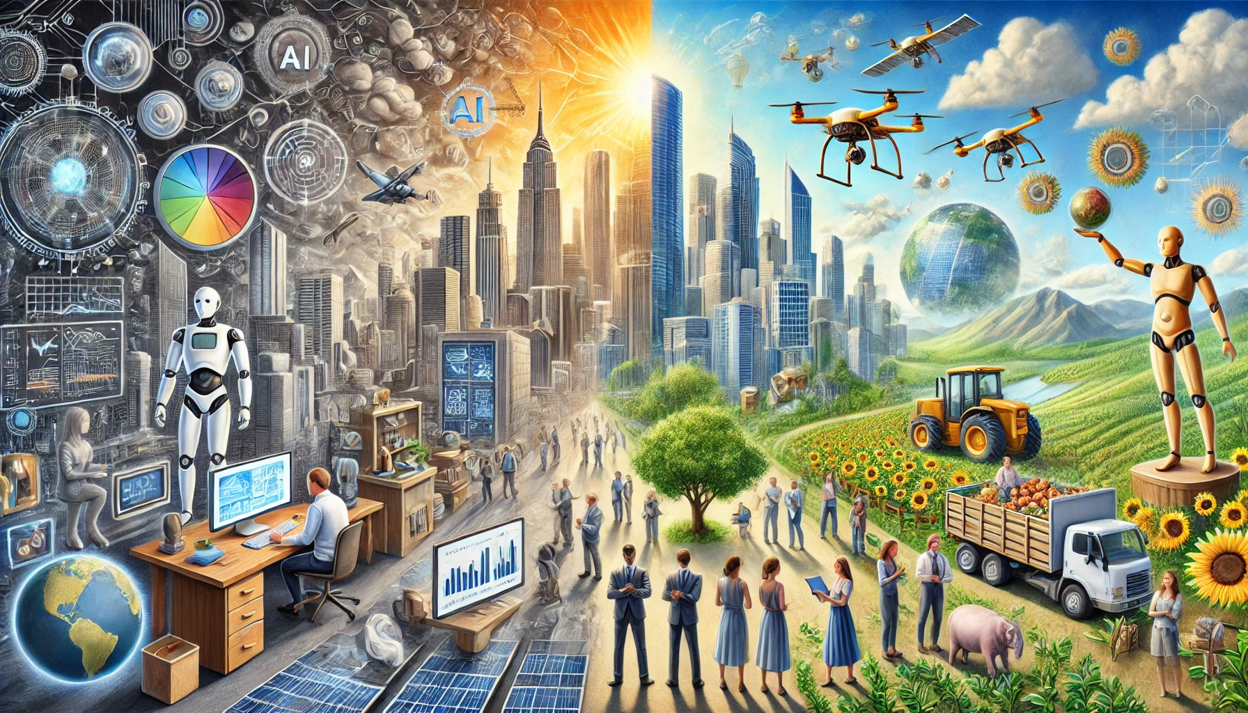 Ai helps humanity grow. An image created by Ai.